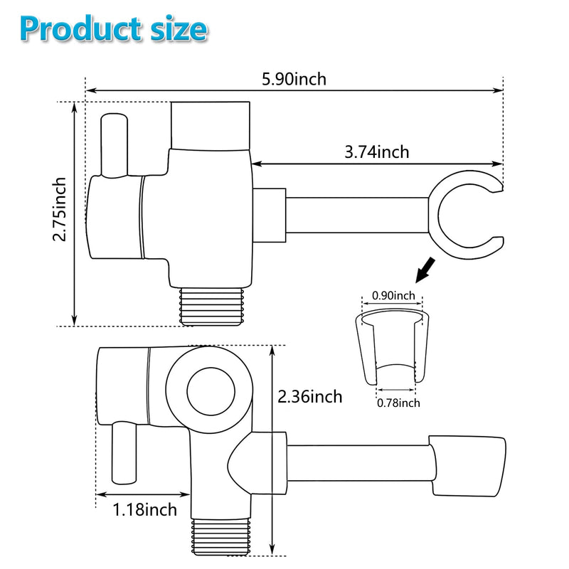 PDPBath Solid Brass Shower Arm 3 Way Shower Diverter Valve for Hand Held Showerhead and Fixed Spray Head, G1/2 Universal Connection - Chrome