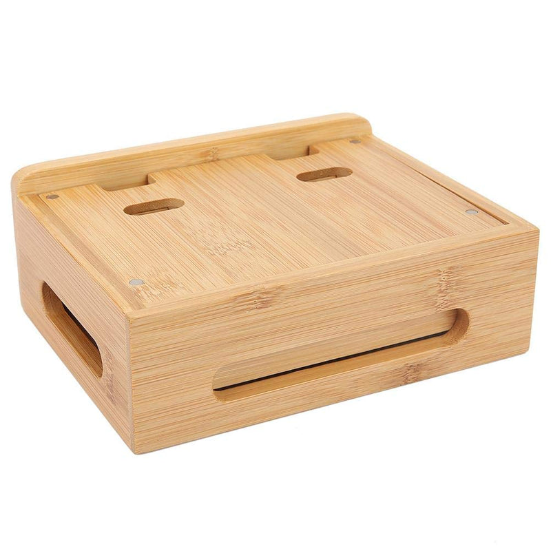 Oumefar Bamboo Multi-Device Stand Holder Charging Station Phone Tablet Charger Organizer 4 in 1 Charging Station for Multiple Devices for Meeting Rooms Restaurants Hotels and Homes