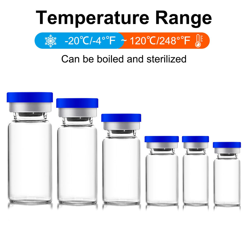 5ml Sealed Vials with Self Healing Injection Port and Plastic-Aluminum Flip Caps,Glass Empty Vials for Injection 50 Pack 5ml