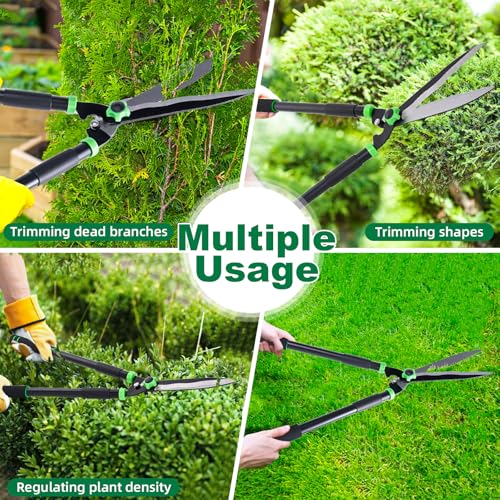 Hedge Shears 29.5" Manual Hedge Clippers with 15° Angle Precision Blades Plant Cutting Scissors for Trimming and Shaping Hedges, Shrubs, Boxwood, Tall Bushes