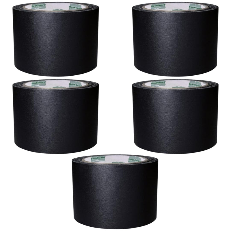 BookGuard 3 Inch Bookbinding Repair Cloth Tape, Black Book Spine Tape, 15 Yards Per Roll - Case of 5 3" Wide