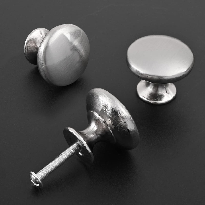 20x Satin Brushed Nickel Knobs Cabinet Hardware Round Mushroom Knob Wardrobe Drawer Pull Handles 30mm/1.18" for Kitchen Cupboard Furniture Chest Door Dresser Bathroom 20