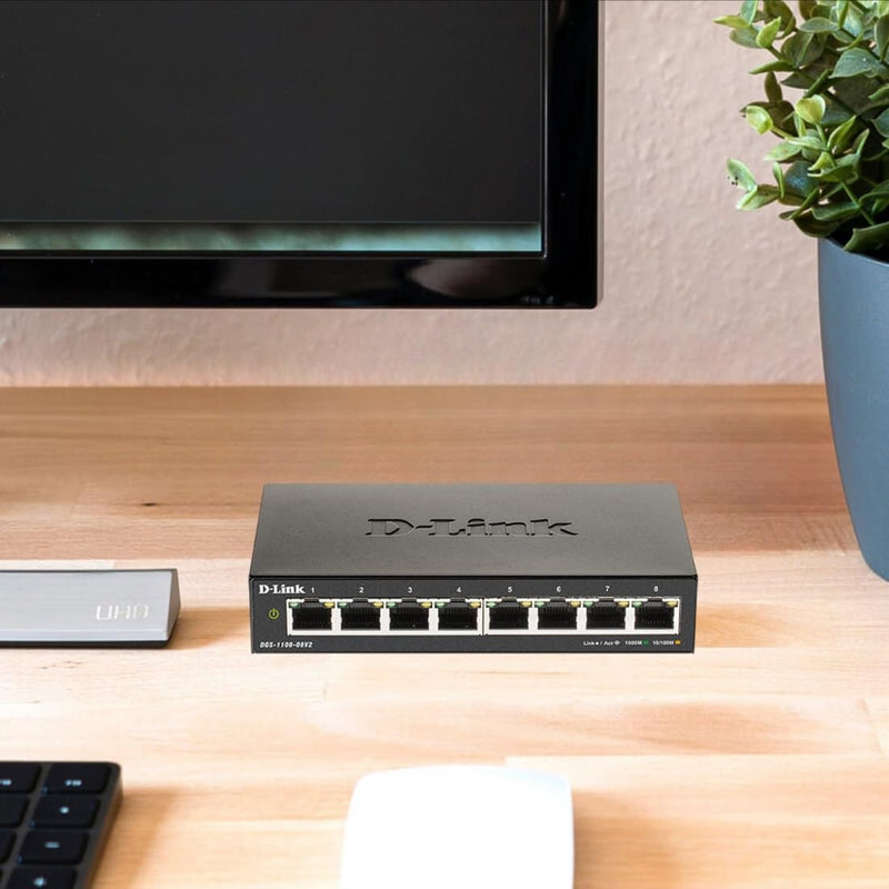 D-Link Ethernet Switch, 8 Port Smart Managed Gigabit Desktop EEE Network Internet (DGS-1100-08V2) Compact 8 Port Gigabit V2
