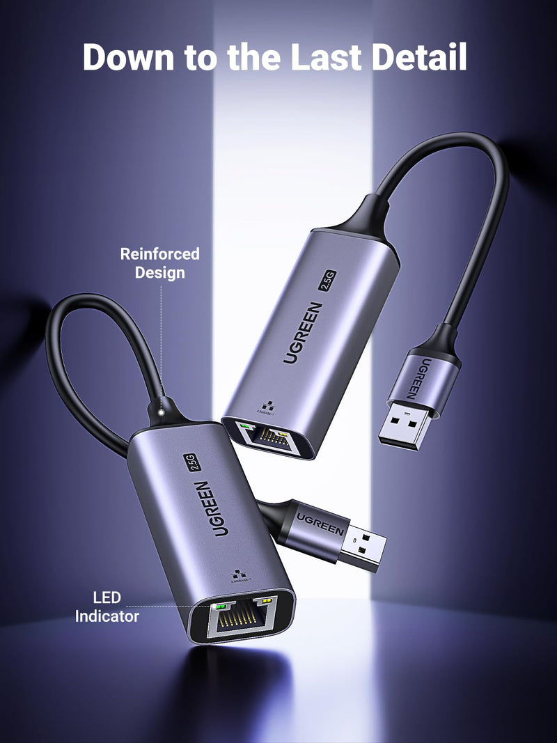 UGREEN USB C to Ethernet Adapter 2.5G for Laptop Aluminum Bundle With USB to Ethernet