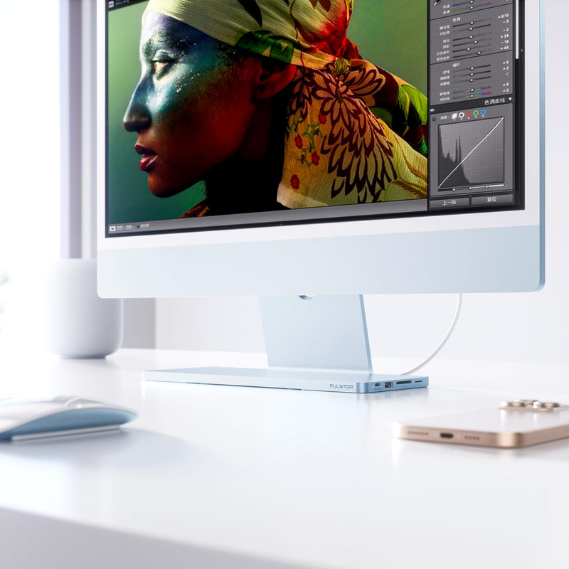 USB C Hub for iMac 24 inch 2021 2023 2024, 8 in 1 iMac USB Hub with M.2 SSD Expansion (SSD Not Included), USB A/C 3.2 10Gbps, 2 USB A 2.0, SD/TF, iMacM1 M3 M4 Slim Dock Accessories