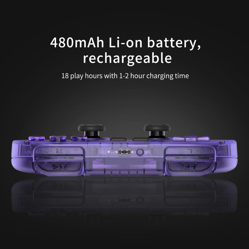 AKNES 8Bitdo SN30 Pro Bluetooth Controller, Hall Effect Joystick Update, Gaming Controller Compatible with Apple, Switch, Windows, Steam Deck, Android and Raspberry Pi - Crystal Purple