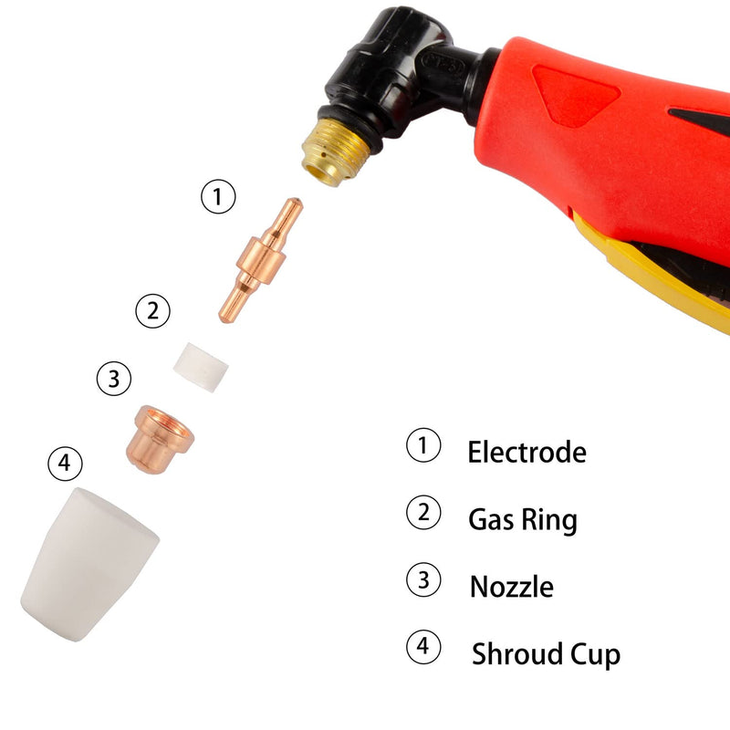 150pcs PT-31 Air Plasma Cutting Nozzle Electrode Consumables Fit CUT-40 CUT-50D CT-312 PT31 Standard 150Pcs
