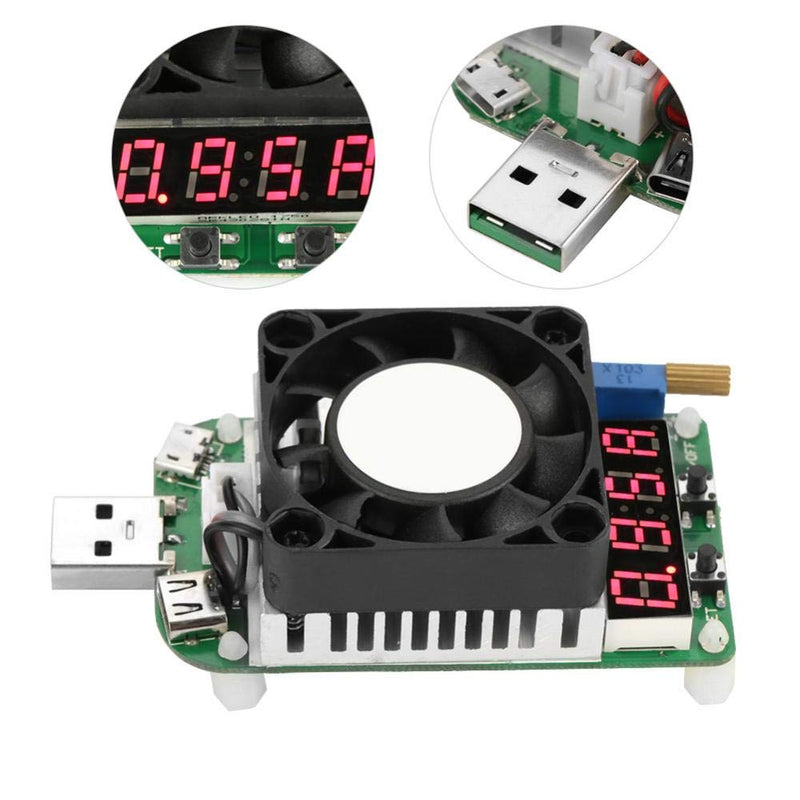 Akozon USB Load Tester Module USB Energy Meter Tester Electronic Load LD25 USB Electronic Load Digital Display Battery Test Adjustable Resistance Voltage Current Meter