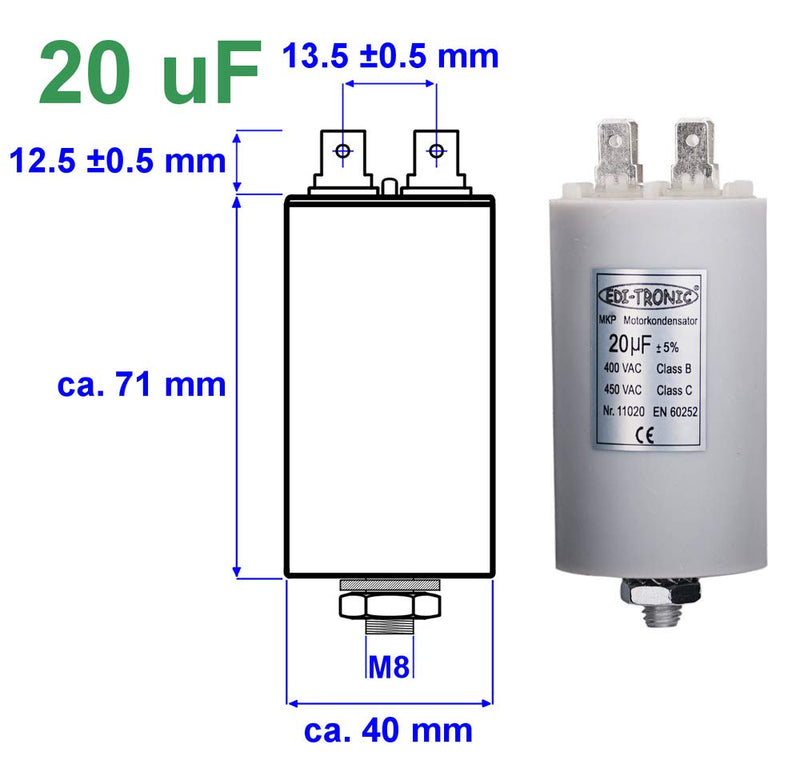 Capacitor starting capacitor motor capacitor working capacitor MKP 20µF 450V 20µF plug