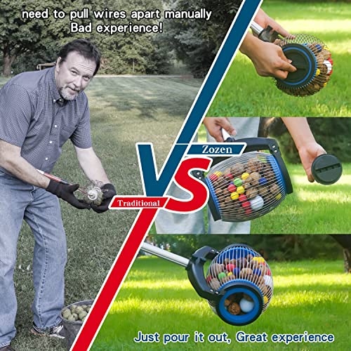 Zozen Nut Gatherer, Acorn Picker Upper, Side Opening Dump, 1 Gallon Medium-Objects 3/8'' to 1''
