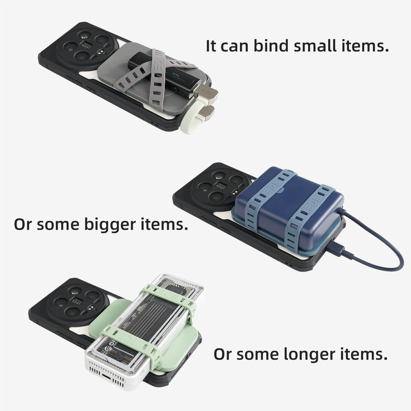 Magnetic Storage Binding Board for Portable USB DAC Amps, Silicone Straps with Adjustable Tightness, Suitable for Power Banks, Portable Hard Drives & More (Gray) Gray