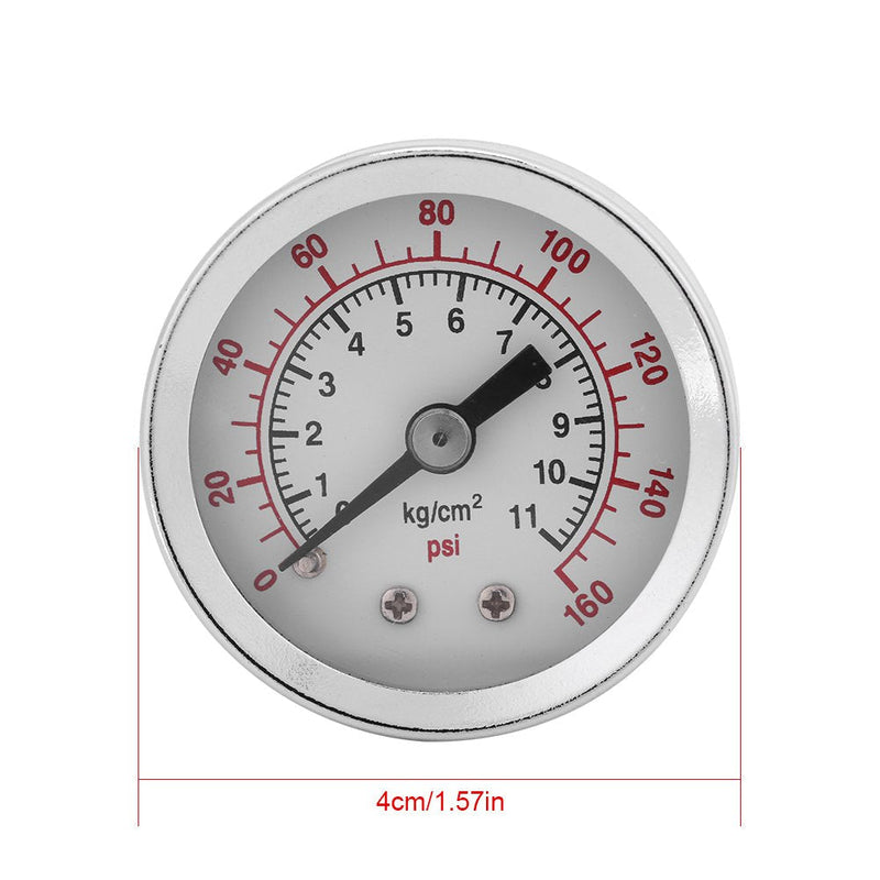 0-160PSI 1/8 Inch NPT Mini Pressure Gauge Vacuum Pressure Gauge Double Scale Water Oil Air Pressure Gauge, 40mm Dial, Clear Number Markings