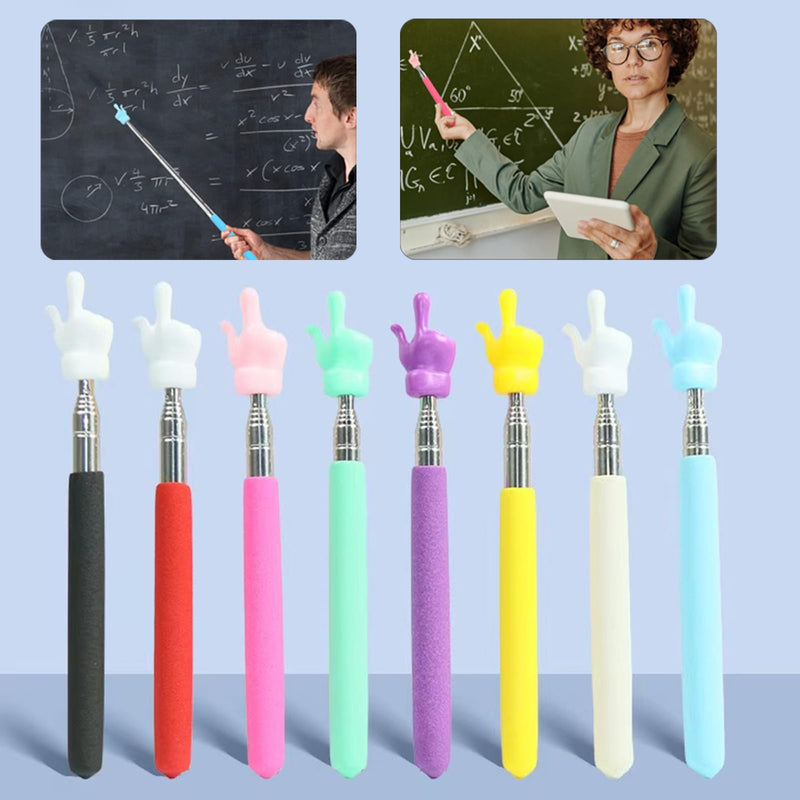 8 Pcs Telescopic Teacher Pointer Finger Pointer Stick for Teachers Coach Presenter, Extendable Hand Pointer Finger Pointer Stick, Extends to 21.7 Inches (8 Colors)