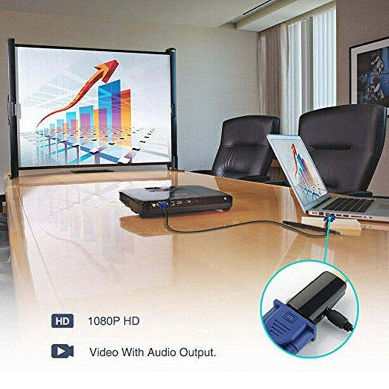 FDG SZFUDIGO HDMI to VGA Adapter, 3.5mm Audio, Gold-Plated, Compatible with PC, Monitor, Projector, 1920x1080@60Hz, 1080p Full HD, Black
