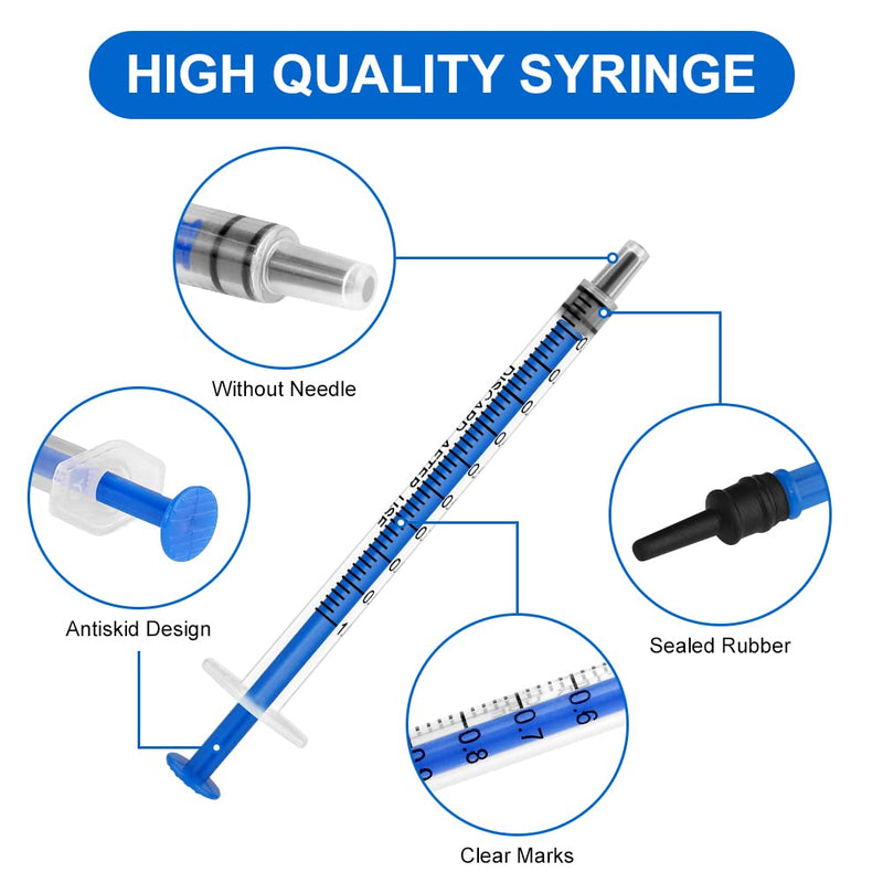 OFFCUP plastic syringe, pack of 50, disposable syringes, 1 ml, feeding syringe, plastic tube, for small pet feeding, motor oil or brake fluid [non-medical use], pack of 50, 1 ml