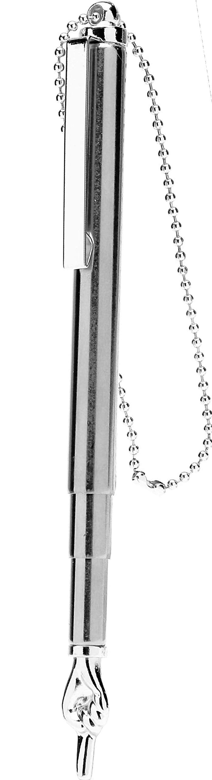 Torah Book Scalable Extendable Hand Pointer with Pocket Clip 14 CM Scalable to 27 CM Plus Steel Bead Chain Great Bar Bat Mitzvah Gift (Silver) Silver