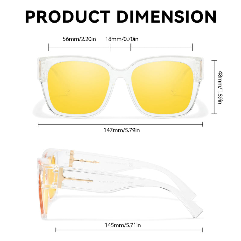 SIPHEW Blue Light Blocking Fit Over Glasses for Women, Fashion Computer Gaming Phone TV Glasses Anti Eyestrain, Sleep Better A2 Clear