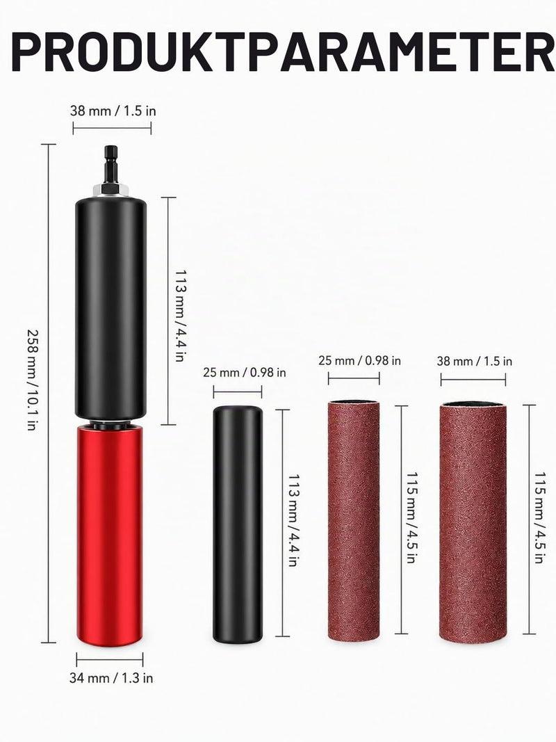 Spindle Sander Adapter, 3/8 Inch Rubber Sanding Drum, Sanding Sleeves Sanding Rollers Accessories for Grinding and Polishing Curves, Surface, Contouring, Material Removal