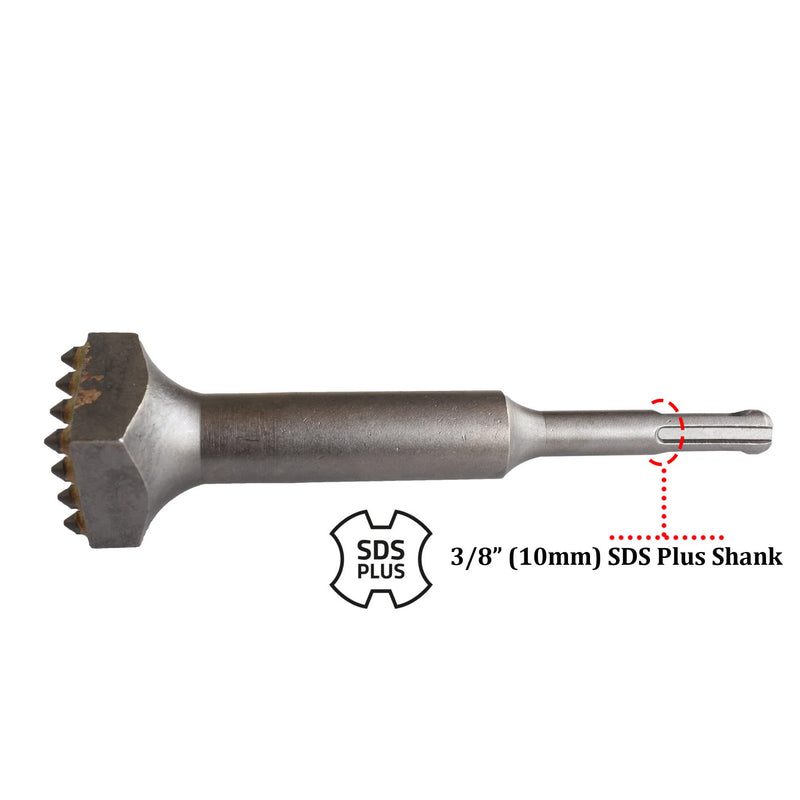 5 5/8 in. x 1 1/4 in. 16 Tips Concrete Repair Patch Prepare SDS Plus Chisel, 1 1/4 Inch Square Head SDS Plus Bush Hammer Drill Bit for Rotary Hammer (Pack of 2)