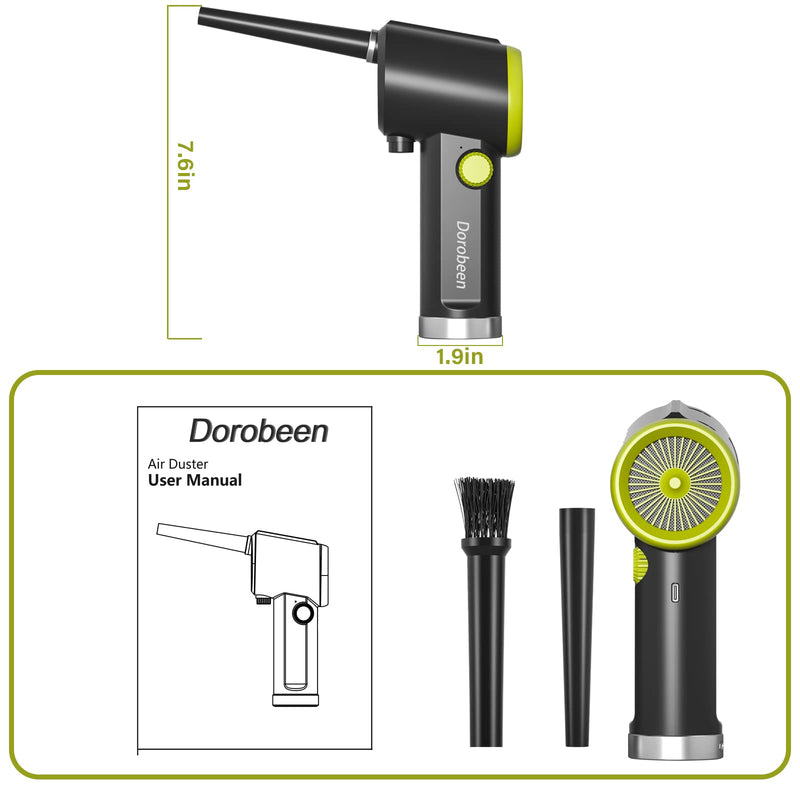 DOROBEEN Compressed Air Duster, Cordless Handheld Air Blower, Stepless Speed, 41000RPM, Portable Rechargeable Built-in Battery, Electric Air Duster for Computer Keyboard Electronics Cleaning AT07-G