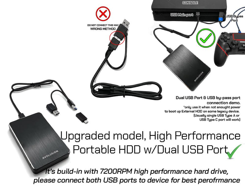 Avolusion HD250U3-WH 2TB USB 3.0 Portable External Gaming Hard Drive - White (for PS5, Pre-Formatted) - 2 Year Warranty