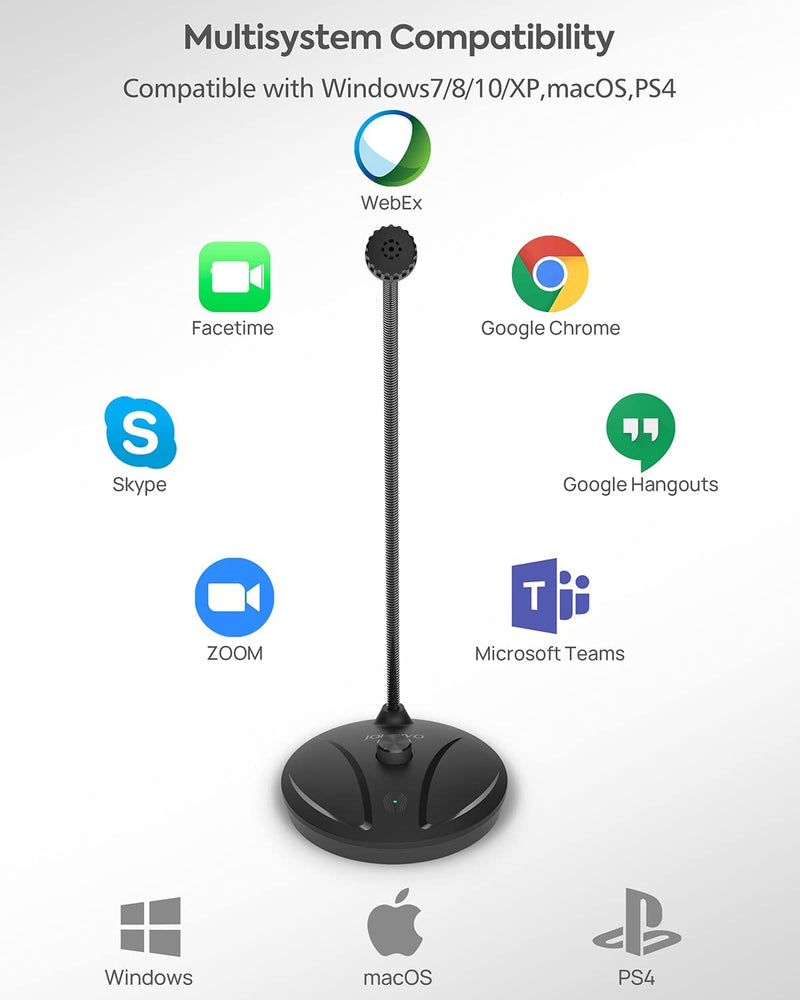 JOUNIVO USB Microphone for Computer, PC/Laptop Mic, Mute Button with LED Indicator, 360 Degree Gooseneck Design, Desktop Microphone for Streaming, Recording, Dictation, Podcasting, YouTube, JV610PRO JV610P