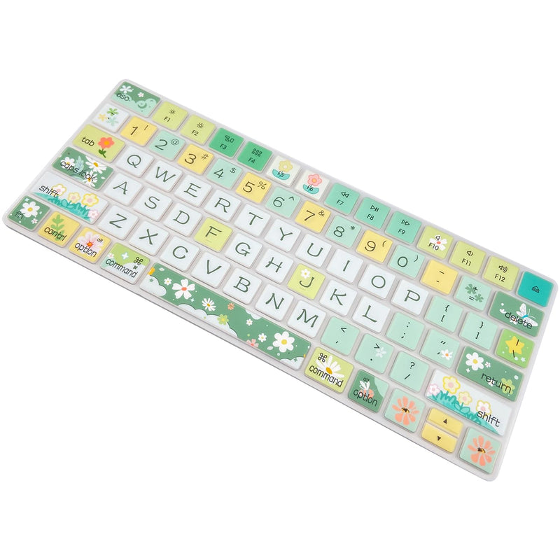 Keyboard Cover Skin for Apple iMac Wireless Magic Keyboard 2nd Gen (Model: A1644 MLA22LL/A) Without Numeric Keypad, Cute Silicone Skin Protector, Spring Flowers