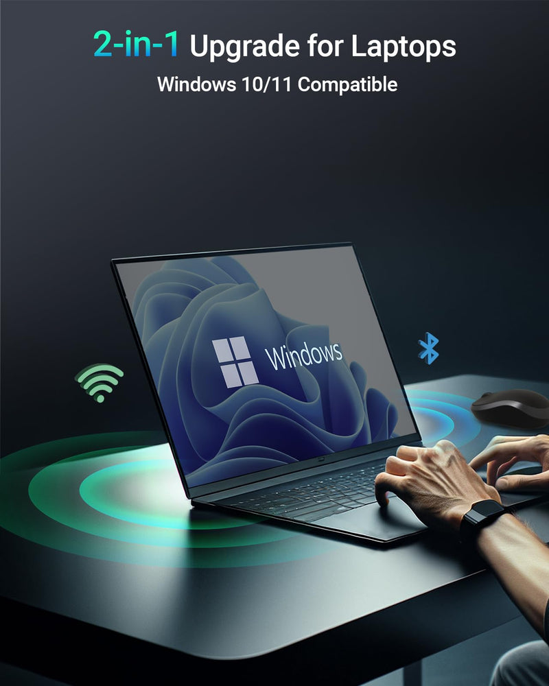 BrosTrend WiFi 6 Card for Laptop, Dual Band 1800Mbps M.2 Wireless With Bluetooth 5.2, WPA3 MU-MIMO Internal Computer Networking for Windows 10/11 (64bit), M.2/NGFF, Lifetime Protection