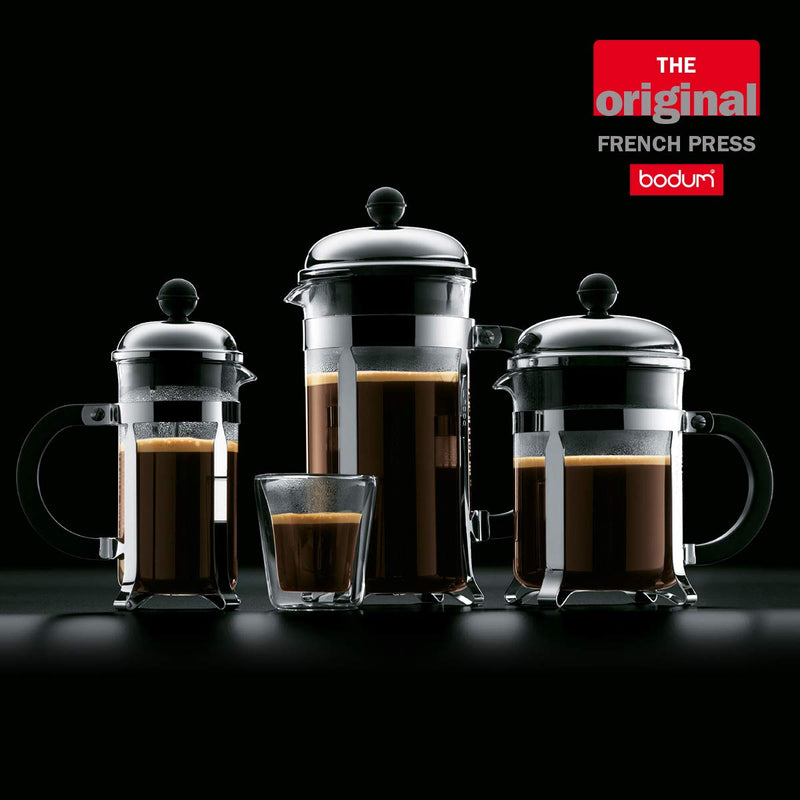 Bodum 34oz Chambord French Press Coffee Maker, High-Heat Borosilicate Glass, Stainless Steel, Black – Made in Portugal 34 oz