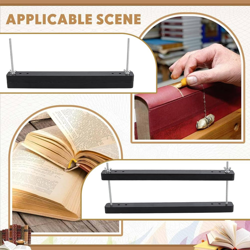 BENECREAT Wood Book Binding Press, 15 * 1.5inch Black Rectangle Bookbinding Press for Handmade Bookbinding, Manual Paper Press