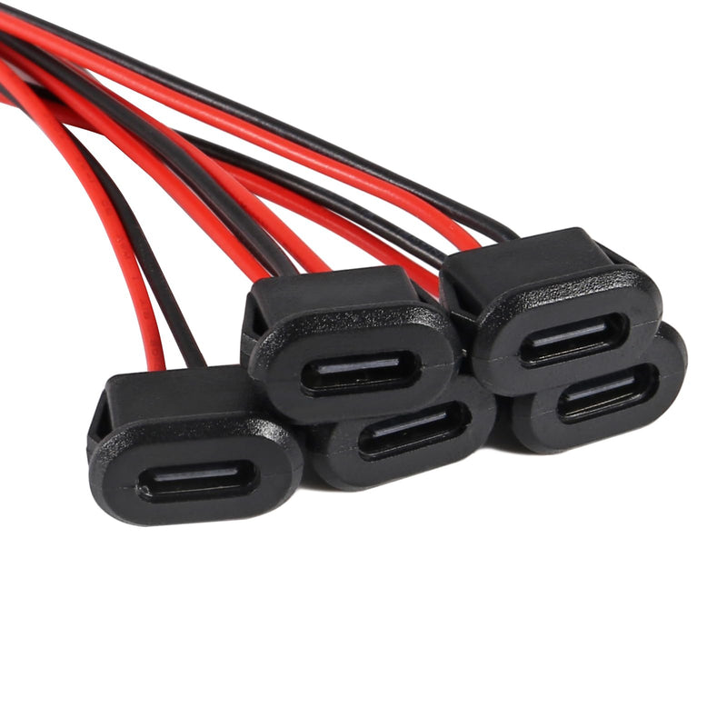 5PCS Type-C Female Chassis 2 Pin Type-C Female Socket Connector Waterproof Jack Female Charging Port with Card Buckle 3A USB-C Charger Plug Socket