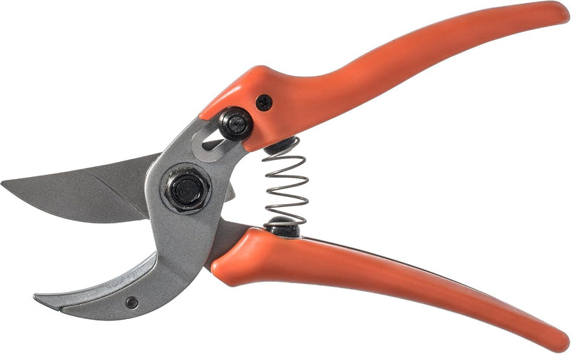 Original LÖWE 15 Anvil Pruning Shears 15.107 with Bypass Geometry for Small to Medium Hands - Curved, Non-Stick Coated Blade Ideal for Cutting Hard Wood like Linden, Spruce, Larch, and Oak Inward curved handle