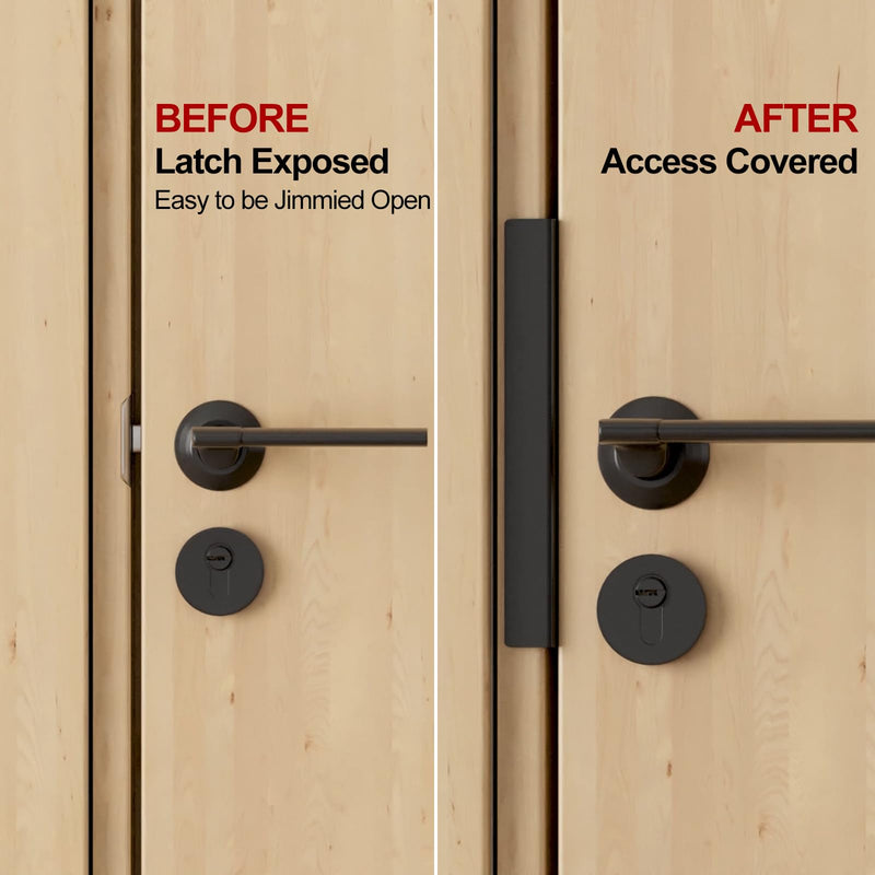 Outward Opening Door Security Protector Shields 7", Heavy Duty Door Latch Guard Plates, Door Knob/Deadbolt Latch Cover Invisible Plate 2 Pack