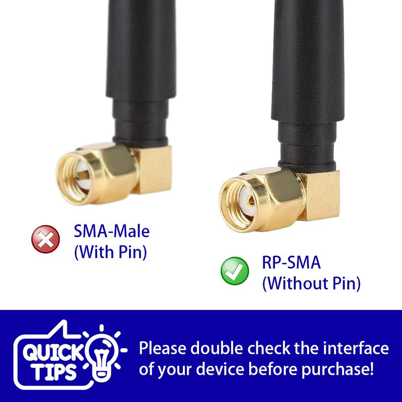 AW050 (2-Pack) Mini Dual Band WiFi Antenna, 2.4GHz 5GHz 5.8GHz MIMO RP-SMA Male Right Angle connectors for WiFi FPV USB Adapter Computer PCIe Card, Wireless Back Up Camera WiFi Router