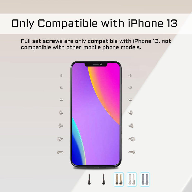 for iPhone 13 Complete Full Screws Set Replacement for iPhone13 with Pentalobe Bottom Screws Set Repair with 4 Screwdrivers for A2631 A2633 A2634 A2635 A2482