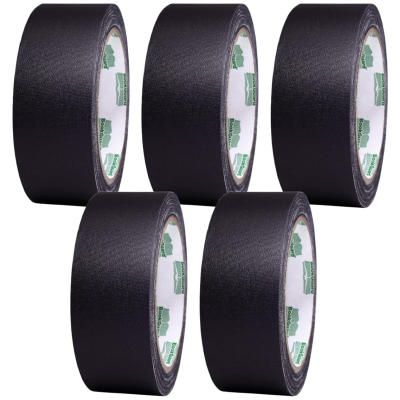 BookGuard 1 1/2 Inch Wide Bookbinding Tape, Vinyl Coated Cotton Cloth Book Repair Tape for Arts, Office, and Library Supplies, Black, 15 Yards per Roll - Case of 5 1.5" Wide
