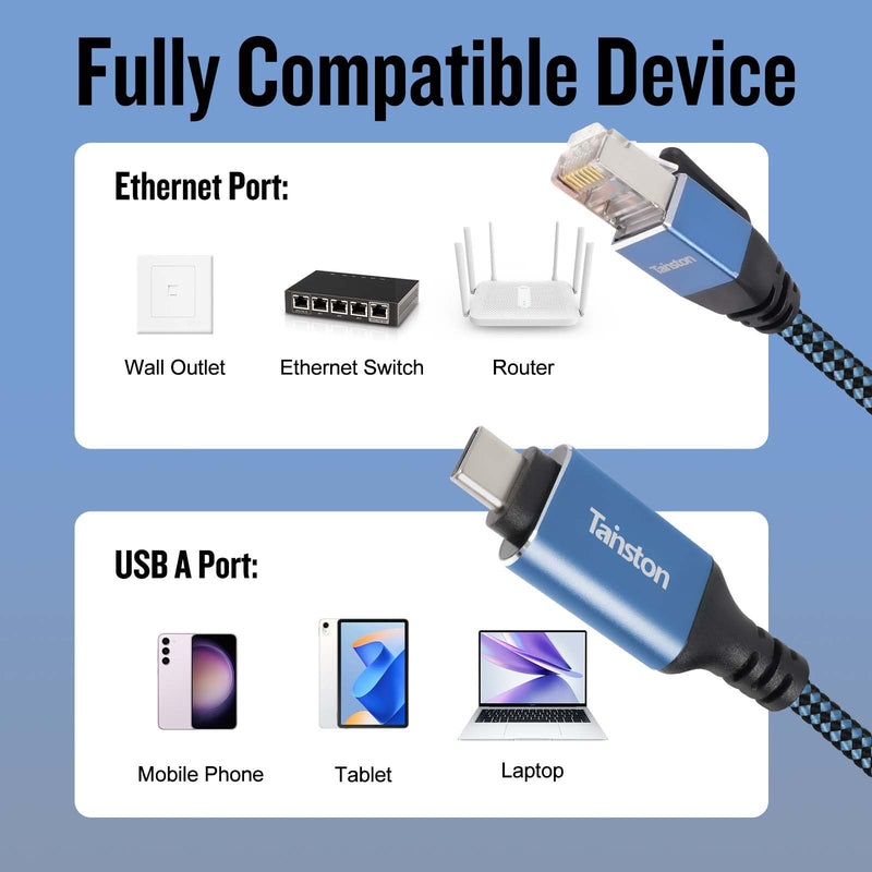 USB C to Ethernet Cable, 75Ft Type C to RJ45 Cable,USB C to Gigabit Ethernet Cable Compatible Thunderbolt 3/4,Directly Connected to Smartphone, Laptop, PC, Switch, Router, Modem and More 75 FT