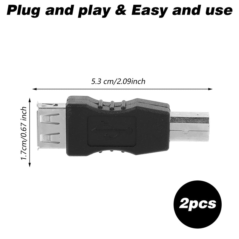 2 Pcs 2.0 A Female to USB B Male Printer Converter Connector Plug USB A to B Adapter Printer Adapter USB 2.0 AF/BM Adapter Type A Female to USB B Print Male Adapter Connector Converter Plug