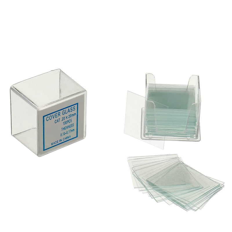 HUAREW 50 pieces pre-cleaned microscope slides and 100 pieces pre-cleaned microscope cover glasses with 4 plastic pipers.