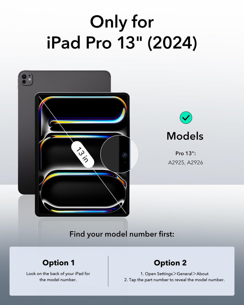 ESR for iPad Pro 13 Inch Case M4(2024), Powerful Magnetic Attachment, Slim Trifold Stand Case, Supports Pencil Pro and Pencil(USB-C), Auto Wake/Sleep, Durable Protection, Rebound Series, Black Pro 13" (2024)