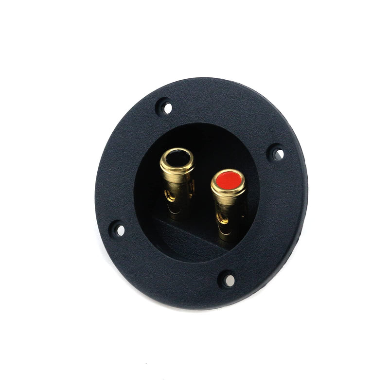 2Pcs 3" x 3" Speaker Box Terminal Cup DIY Double Binding Round Gold Plate Push 2 Way Spring Loaded Jacks Speaker Box Terminal Cup Connector with Mounting Screws (Round, 2Pcs) 3" x 3", 2Pcs, Round