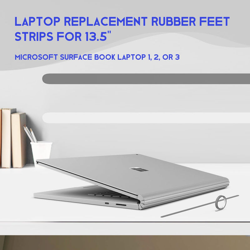 2PC Replacement Rubber Feet Strips for 13.5" Microsoft Surface Book Laptop 3 2 1, Surface Book 2 3 Bottom Case Anti Slip Rubber Feet Strips, Gray