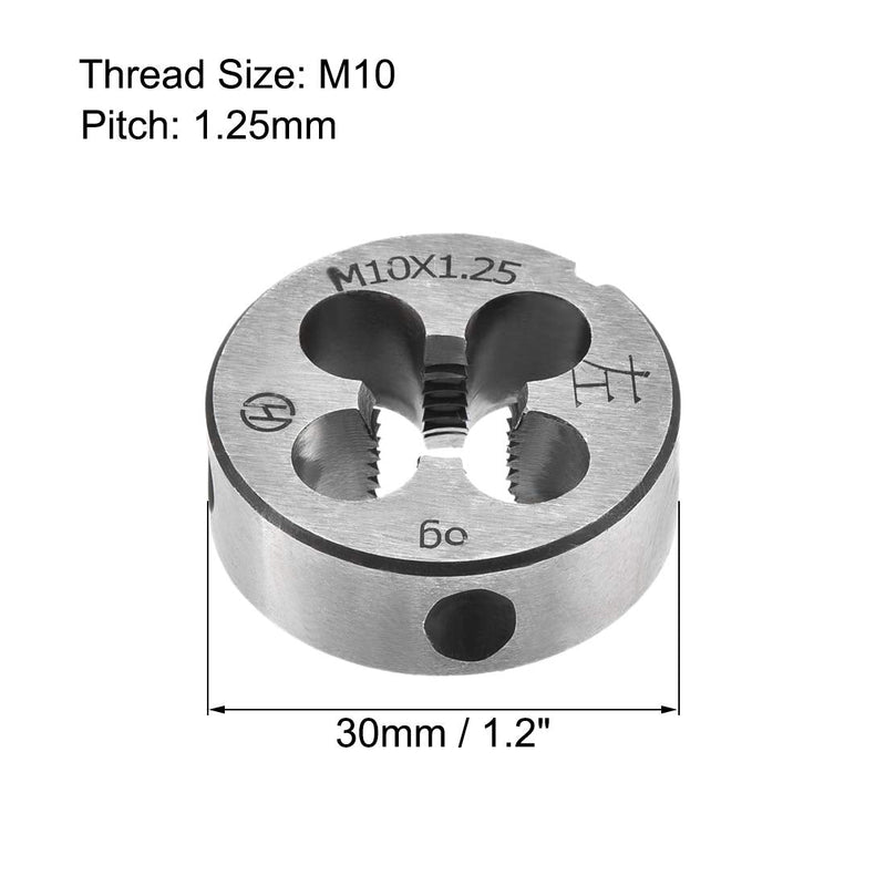 sourcing map Round Die M10X1.25, Metric Cutting Resistant Thread Cutting Die, Alloy Tool Steel Thread Repair Tool M10 x 1.25