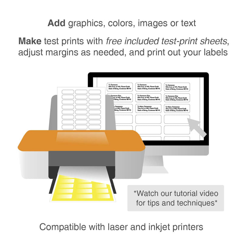ChromaLabel 0.75 x 2.25 Inch Printable Address Labels for Laser & Inkjet Printers, 825/Pack, 25 Sheets 3/4" X 2.25"
