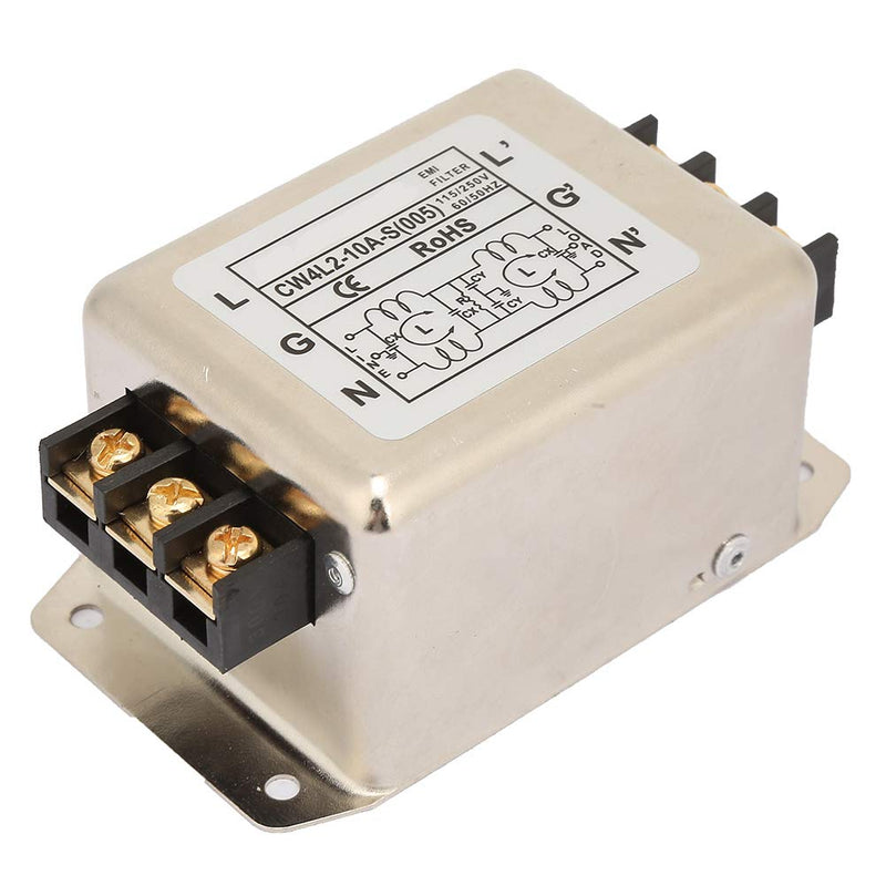 Telituny Power Filter-115V/250V 10A 50/60Hz Single Pole/Double Pole Single Phase Power Line EMI Filter Connector
