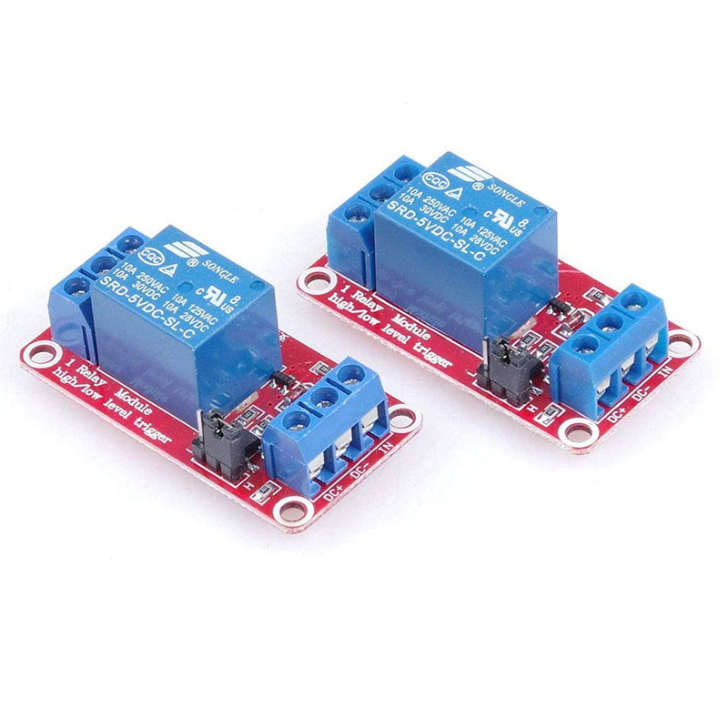 Hailege 2pcs 5V One Channel Relay Module Relay Switch With OPTO Isolation High Low Level Trigger
