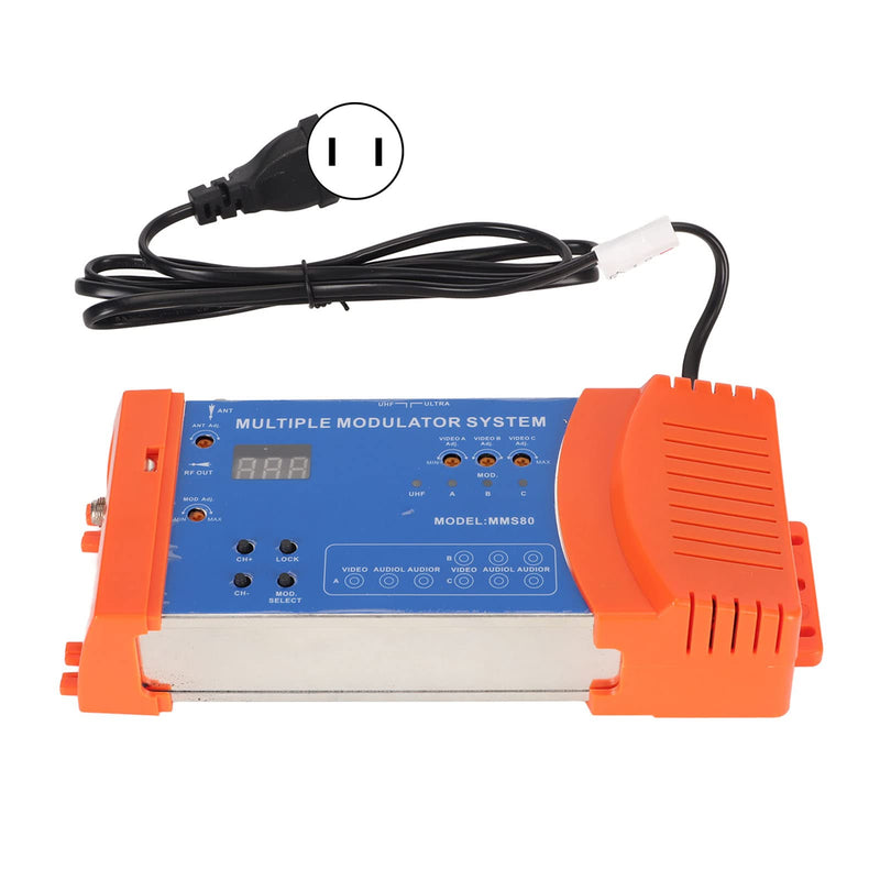 Digital Modulator, MMS80CP Multi Channels Home Modulator UHF Modulator Support PAL NTSC, Multiple Modulator System for TV Box AV Source (US Plug 100-240V) US Plug 100-240V