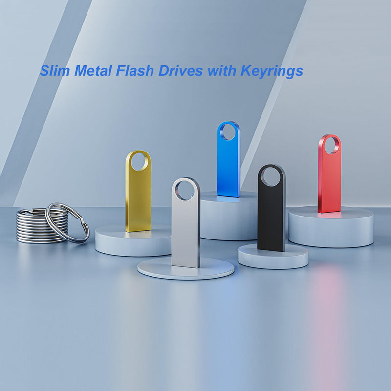 16GB USB Flash Drive 20 Pack, Wooolken Sleek Metal Thumb Drives with Keychains Swivel Memory Stick Pendrive USB 2.0 Jump Zip Drive USB Stick(Gold) 16GB 20PCS Gold