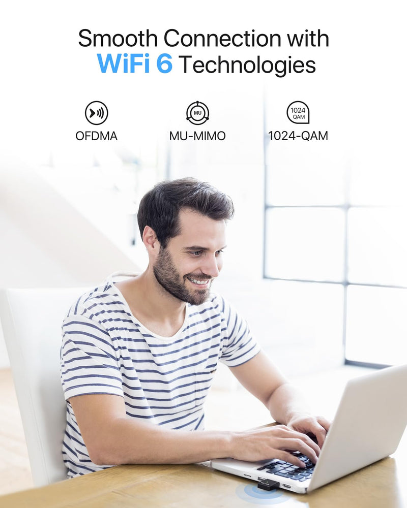 BrosTrend AX900 USB WiFi Adapter for Desktop PC Laptop, Mini WiFi 6 Adapter for Windows 11/10/7, Wi-Fi 6 USB Dongle Dual Band 5GHz 600Mbps + 2.4GHz 286Mbps, Wireless Dongle, Wi-Fi Stick USB2.0