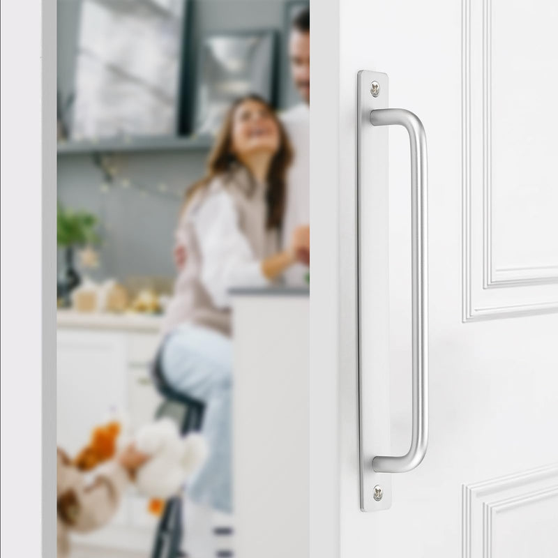 Barn Door Handles 6 Pack Silver Door Handles Sliding Cabinet Pulls 8.8" Hole Center Screen Cabinet Hardware Zinc Alloy Pulls 8.8 in hole center